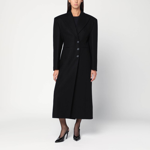 THE ANDAMANE Black long single-breasted coat in wool LP-T181019ATNW057/R_ANDAM-BLK_102