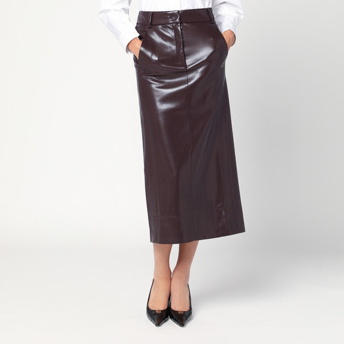 THE ANDAMANE Bordeaux faux leather midi skirt LP-T180373BTNP152/R_ANDAM-CA_102