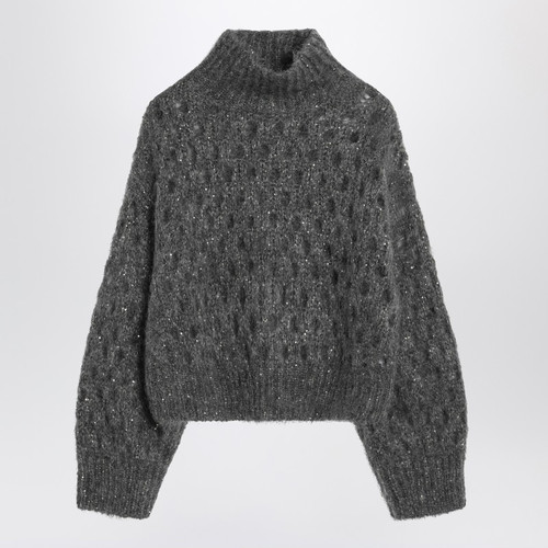 Brunello Cucinelli Grey openwork turtleneck sweater LP-MNA326504WO/R_CUCIN-CGD77_323
