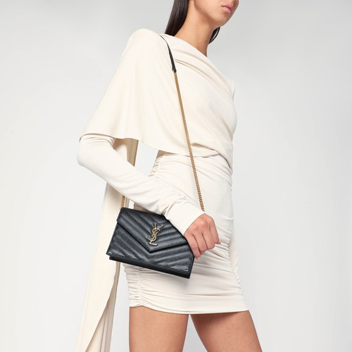 Saint Laurent Cassandre black Envelope chain clutch bag LP-742920BOW01/R_YSL-1000_100