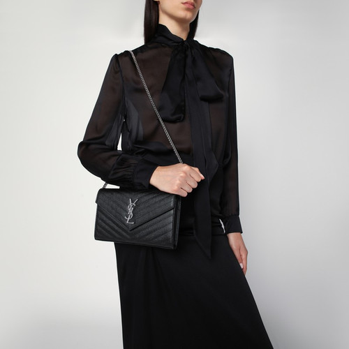 Saint Laurent Clutch with chain Cassandre black LP-377828BOW02/Q_YSL-1000_100
