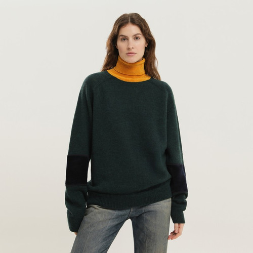 1989 STUDIO Green and yellow turtleneck sweater LP-F04WAC002KNI001/R_1989-7200_323