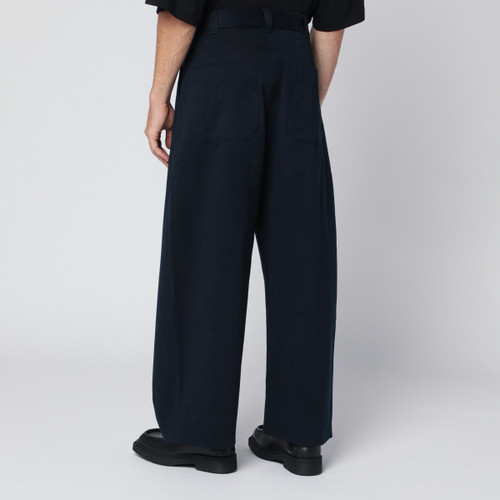 STUDIO NICHOLSON Wide-leg navy blue cotton trousers LP-SORTESNM1248/R_STUNI-DN_323
