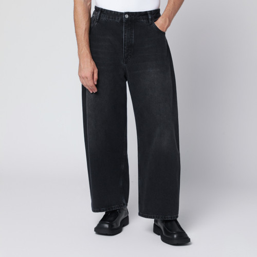 STUDIO NICHOLSON Wide-leg washed black jeans LP-PAOLOSNM1023/R_STUNI-WB_323