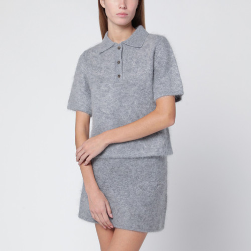 ALMADA LABEL Maika polo in grey brushed cashmere LP-4654WS/R_ALMAL-GR_323