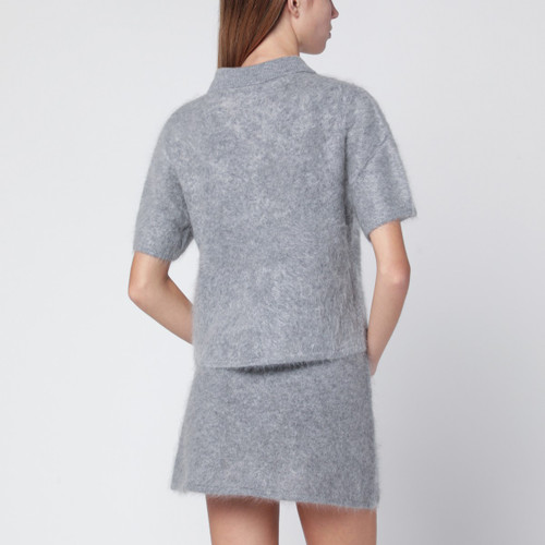 ALMADA LABEL Maika polo in grey brushed cashmere LP-4654WS/R_ALMAL-GR_323