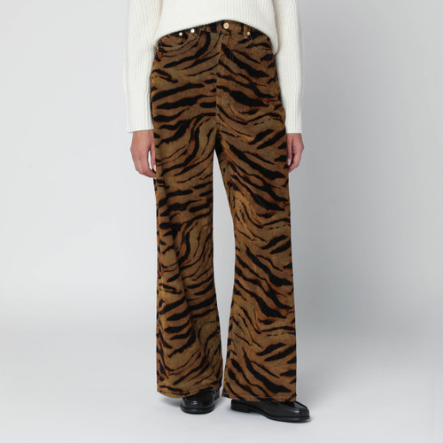 GANNI Khaki zebra-print baggy jeans LP-J18796980/R_GAN-894_311