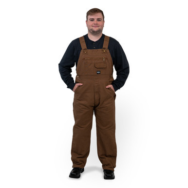 Unlined Duck Bib Overalls Knee Zip Cotton Multi-Pocket Reinforced Adjustable Straps - Front