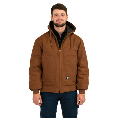 Insulated Hooded Duck Jacket  Water and Stain Resistant Fleece Lined Pockets Taffeta Lining Mid-Weight Bonded Polyester Fiberfil Insulation