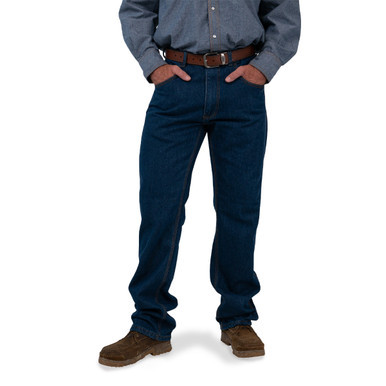 Performance Comfort 5-Pocket Jeans Performance Denim Cotton Polyester Relaxed Fit Brass Button