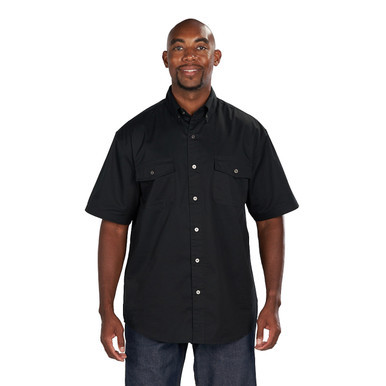 Liberty Short Sleeve Work Shirt Metallic Buttons Button Down Collar Left Chest Pocket