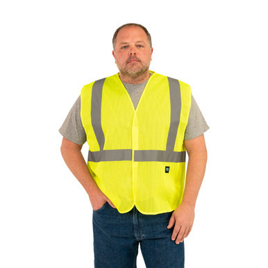 Hi-Visibility Mesh Vest ANSI II Class 2 ISEA 107-2015 Compliant Velcro Front Reflective Striping Breathable