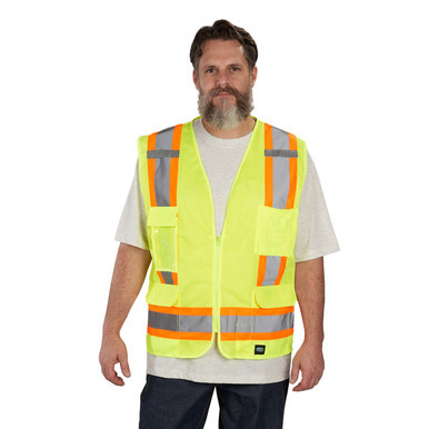 ANSI II Class 2 Hi-Visibility Mesh All Purpose Vest ANSI II Class 2 ISEA 107-2015 Compliant Two-Tone Contrasting Reflective Stripes