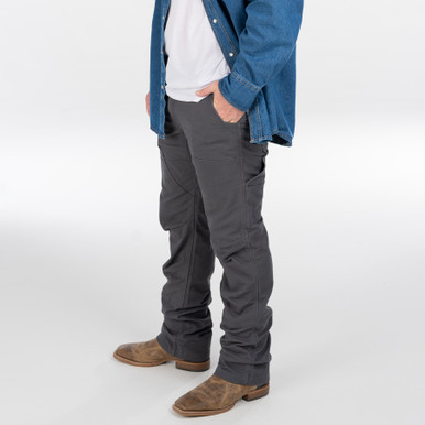 Americana Double Front Cell Phone Flex Pant Cotton Spandex Flex Duck Gusseted Crotch Articulated Knees Double Utility Pocket Cell Phone Pocket Chaps Style Double Knee with Cleanout