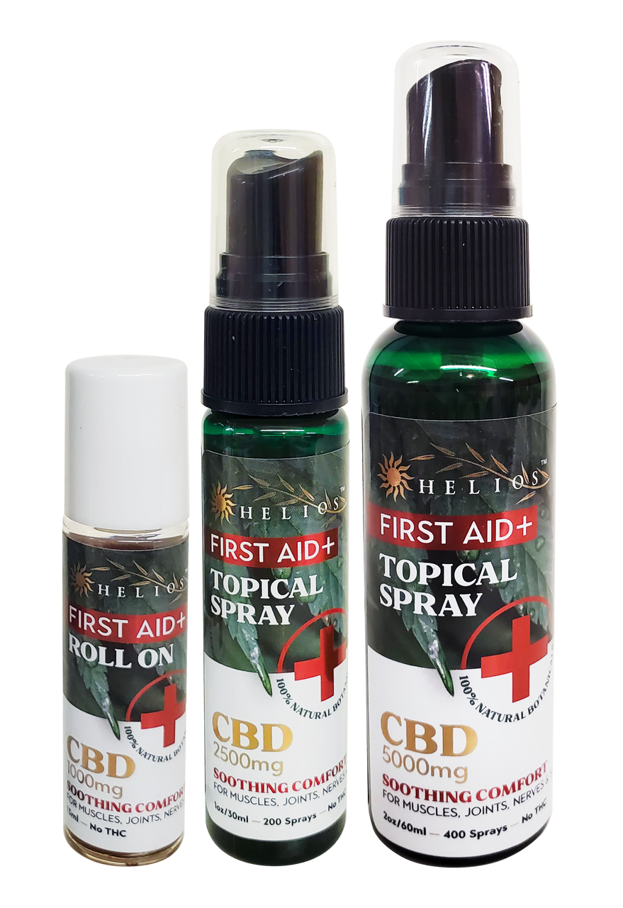 Helios CBD First Aid Spray bottle – 2500mg THC-free topical pain relief