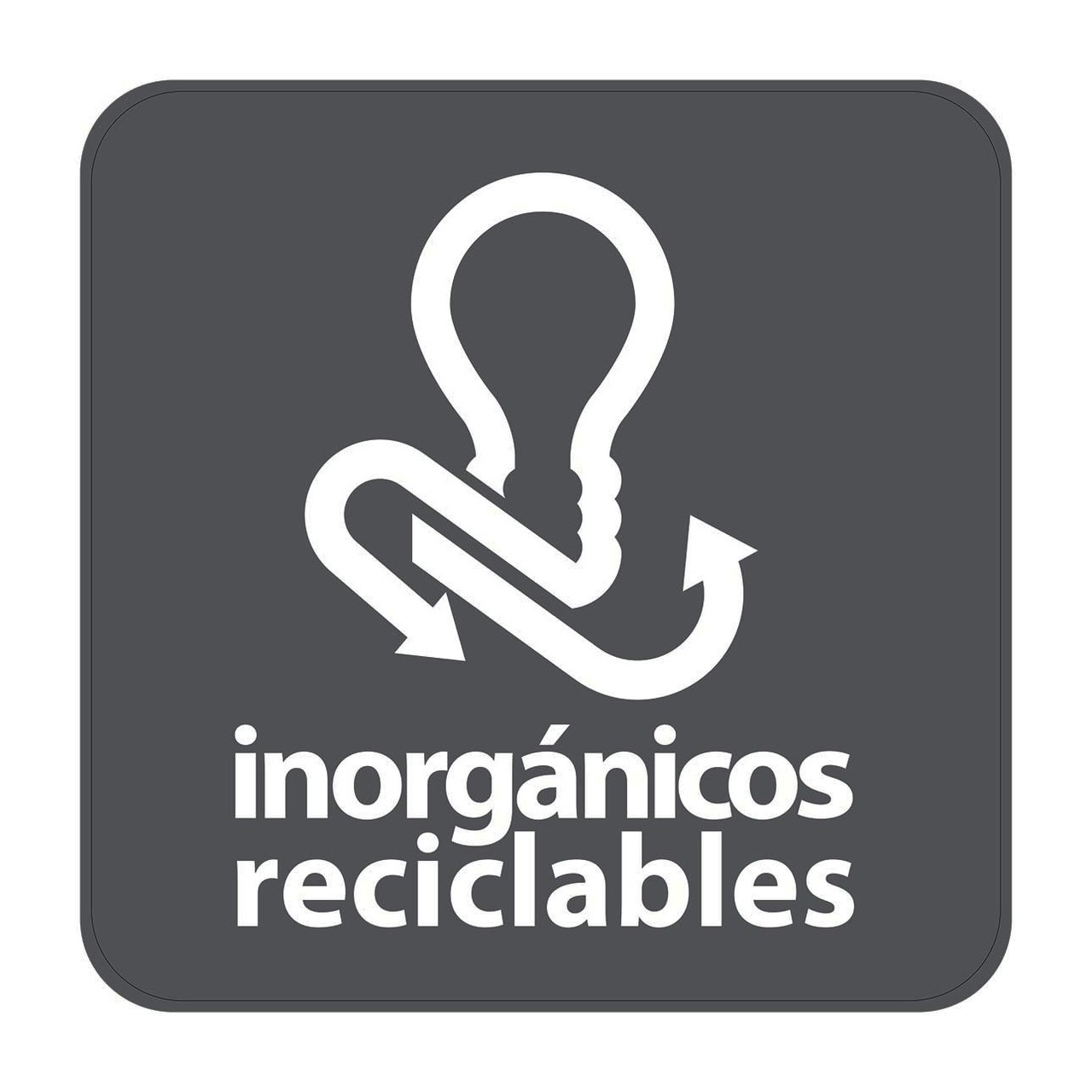 ETIQUETA DE VINIL AUTOADHERIBLE GRIS PARA RESIDUOS INORGANICOS RECICLABLES