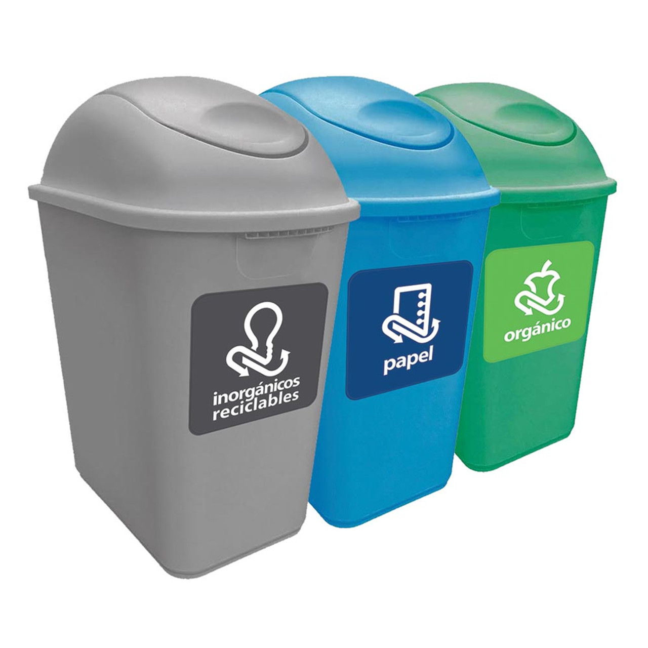 Pack reciclaje Pedalbin Ecológico: 3 Contenedores de 25 litros en colores.  Capacidad total 75 litros.