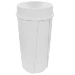 8492BL CESTO REDONDO DE 80 Lts CON TAPA EMBUDO BLANCO