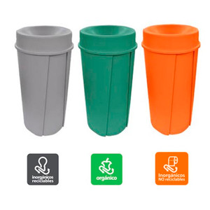 ESTACIÓN DE RECICLAJE NADF CON 3 CONTENEDORES CILÍNDRICOS CON TAPA EMBUDO DE 80 LTS 
NORMA AMBIENTAL PARA LA CIUDAD DE MÉXICO