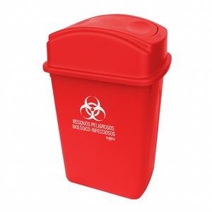 8575RPBI + T8109RJ CESTO CON TAPA BALANCIN LATERAL PARA RESIDUOS BIOLOGICOS DE 65 Lts ROJO