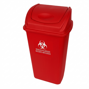 8650RPBI + T8189RJ CESTO CON TAPA BALANCIN FRONTAL PARA RESIDUOS BIOLOGICOS DE 80 Lts ROJO
