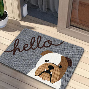 TAPETE DECORATIVO ELITEMAT DISEÑO HELLO BULLDOG STERLING DE 0.70 X 0.50 MTS TAPETE DECORATIVO ELITEMAT DISEÑO HELLO BULLDOG STERLING DE 0.70 X 0.50 MTS