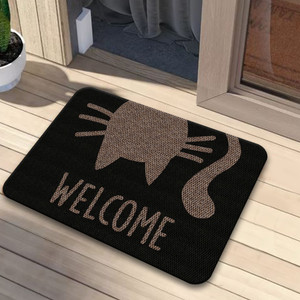 TAPETE DECORATIVO ELITEMAT DISEÑO WELCOME GATITO BLACK DE 0.70 X 0.50 MTS TAPETE DECORATIVO ELITEMAT DISEÑO WELCOME GATITO BLACK DE 0.70 X 0.50 MTS