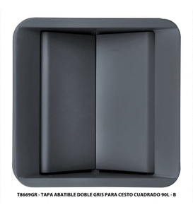 T8669GR TAPA CESTO 8668GR DE 90 LITROS ABATIBLE DOBLE GRIS