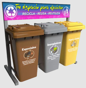 ECOL-360-HD1 ESTACION DE RECICLAJE DE TRES CONTENEDORES EN LINEA VIC-360 HD