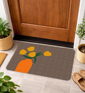 TAPETE DECORATIVO ELITEMAT DISEÑO DE TULIPANES DE 0.70 X 0.50 MTS