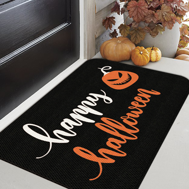 TAPETES PERSONALIZADOS AlproShop® |  TAPETE DECORATIVO ELITEMAT DISEÑO CALABAZA HAPPY HALLOWEEN BLACK DE 0.70 X 0.50 MTS