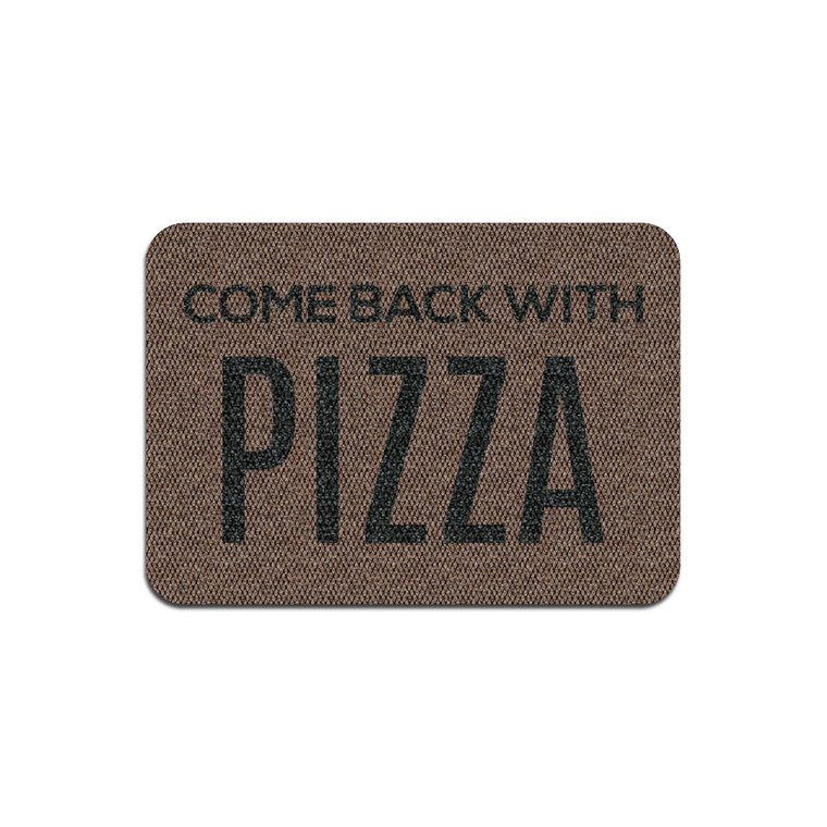 TAPETE DECORATIVO ELITEMAT DISEÑO COME BACK WITH PIZZA NATURAL BEIGE DE 0.70 X 0.50 MTS