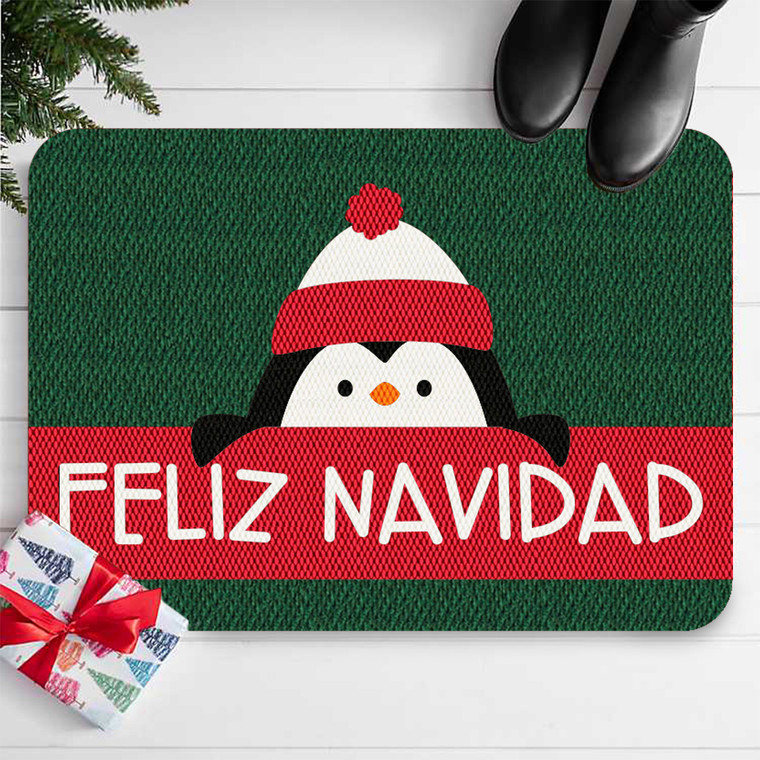 TAPETE DECORATIVO ELITEMAT DISEÑO FELIZ NAVIDAD PINGUINO DE 0.70 X 0.50 MTS