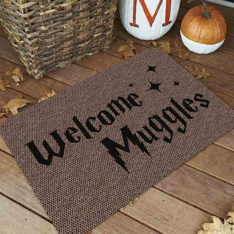 TAPETE DECORATIVO ELITEMAT DISEÑO WIZARDS WELCOME BEIGE DE 0.70 X 0.50 MTS