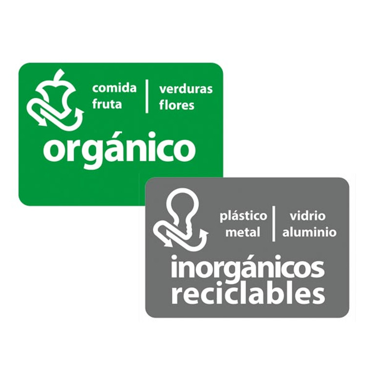 AlproShop® | KIT DE 2 ETIQUETAS DE VINIL AUTOADHERIBLES DE 34X24 CM ORGANICOS E INORGANICOS