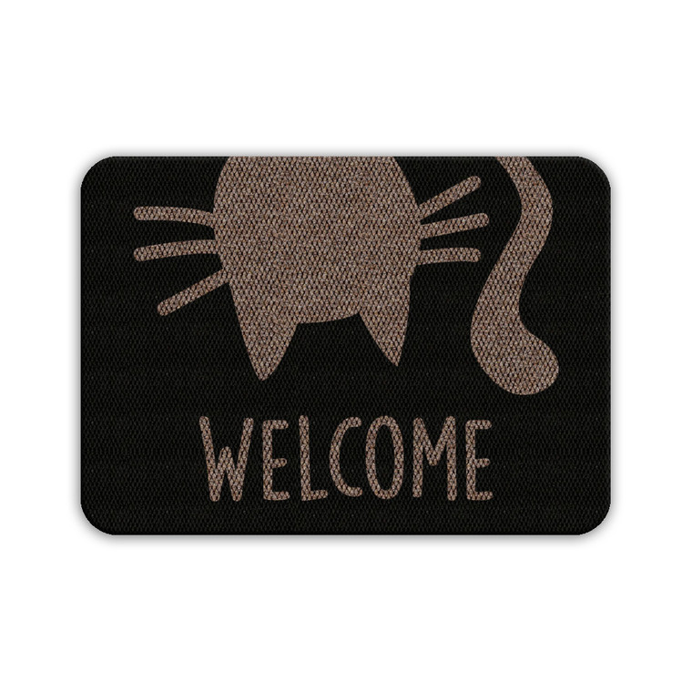 TAPETE DECORATIVO ELITEMAT DISEÑO WELCOME GATITO BLACK DE 0.70 X 0.50 MTS