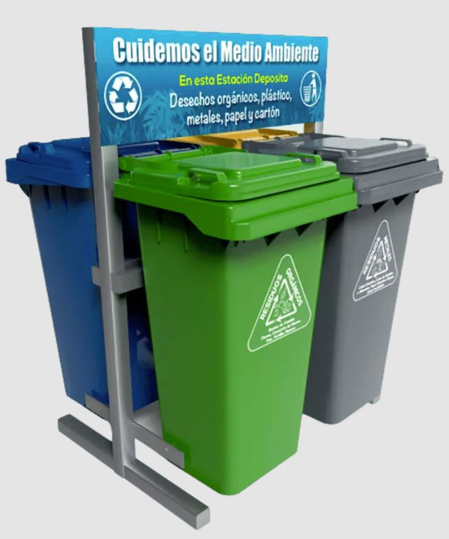 ECOL-480-HD2 ESTACION DE RECICLAJE CON 4 CONTENEDORES 120 LTS