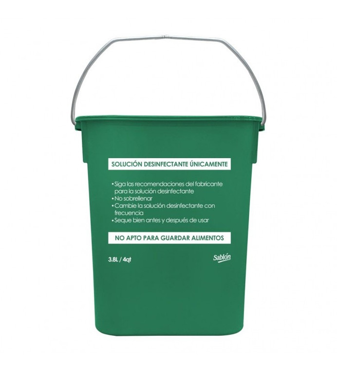 8355VD CUBETA RECTANGULAR 19 LITROS VERDE LEYENDA SOLUCIÓN DESINFECTANTE