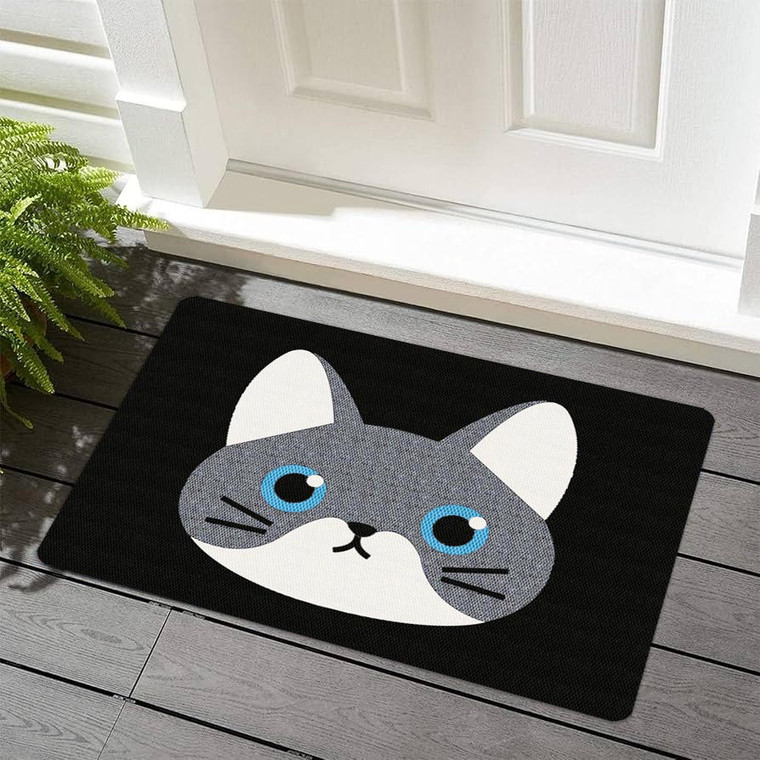 TAPETE PARA MASCOTAS PETMAT DISEÑO DE GATO GRIS CON BLANCO DE 0.70X0.50 MTS BLACK TAPETE PARA MASCOTAS PETMAT DISEÑO DE GATO GRIS CON BLANCO DE 0.70X0.50 MTS BLACK