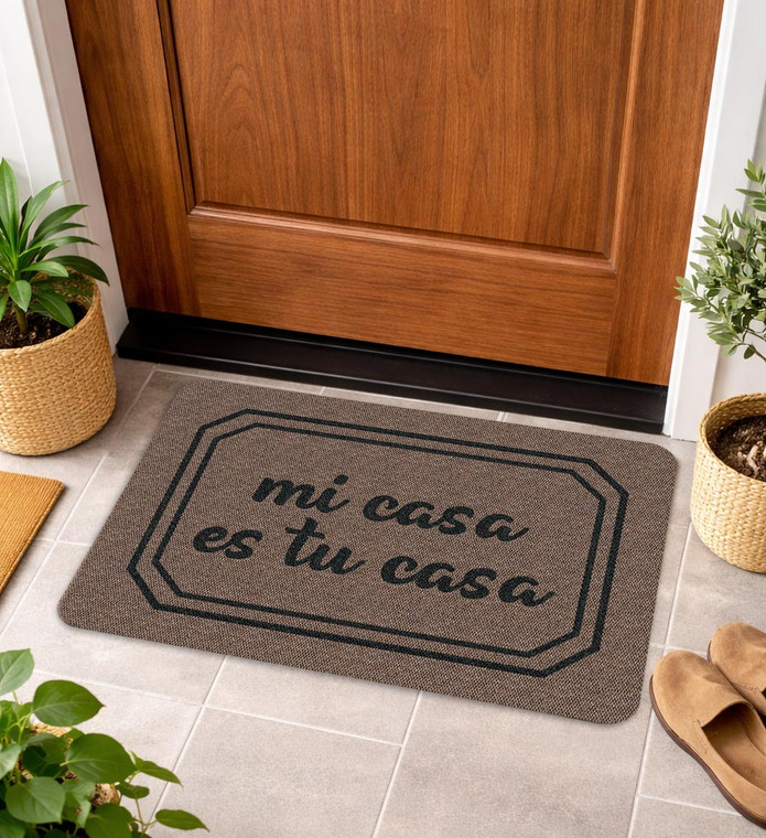 TAPETE DECORATIVO ELITEMAT DISEÑO MI CASA ES TU CASA DE 0.70 X 0.50 MTS