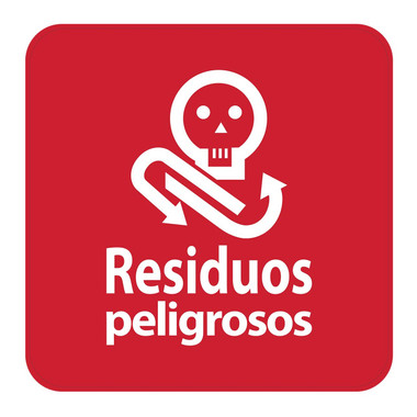 ETIQUETA DE VINIL AUTOADHERIBLE ROJO PARA RESIDUOS PELIGROSOS