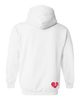 YBH Clothing Co. - BRKN Heart Hoodie White & Red Back