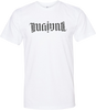 Mginati Brand | Ambigram Gun Metal Grey - White Crew Unisex Tee Front