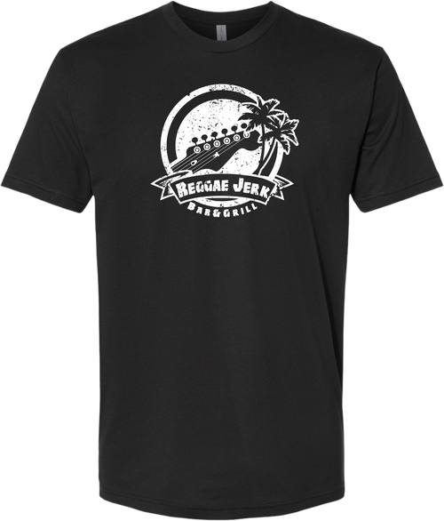 Reggae Jerk Brand - Logo Crew Unisex Tee Black White Front