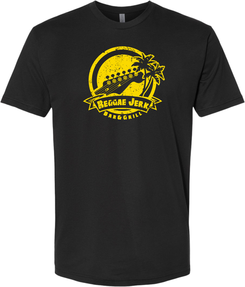 Reggae Jerk Brand - Logo Crew Unisex Tee Black Yellow Front