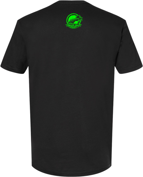 Reggae Jerk Brand - Logo Crew Unisex Tee Black Neon Green Back
