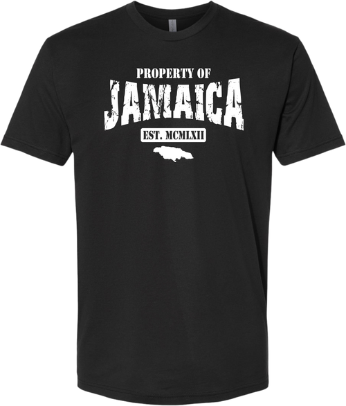Reggae Jerk Brand - Property of Jamaica Crew Unisex Tee Black White Front