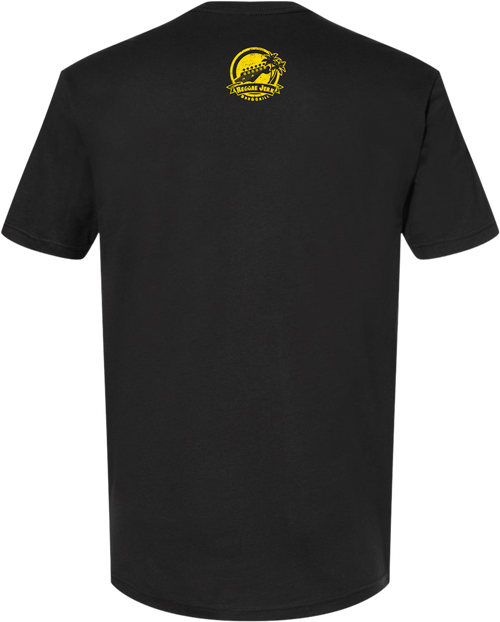 Reggae Jerk Brand - Property of 87SIX Crew Unisex Tee Black Yellow Back