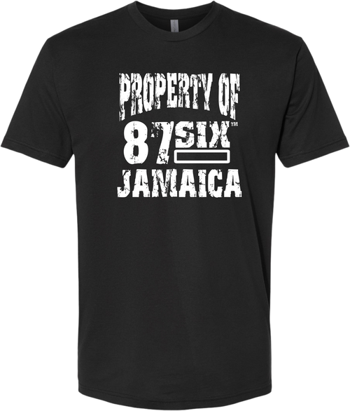 Reggae Jerk Brand - Property of 87SIX Crew Unisex Tee Black White Front