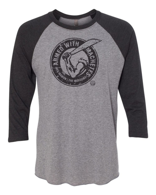 Hispaniola Port & Trade Company AWM Since 1804 Triblend Raglan Vin Grey Black